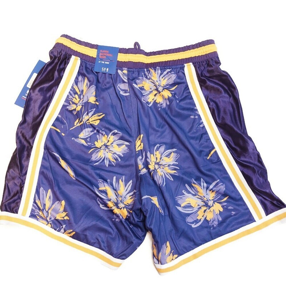NBA Los Angeles Lakers Mens S Athletic Basketball Shorts Purple Tropical Floral - Picture 4 of 6